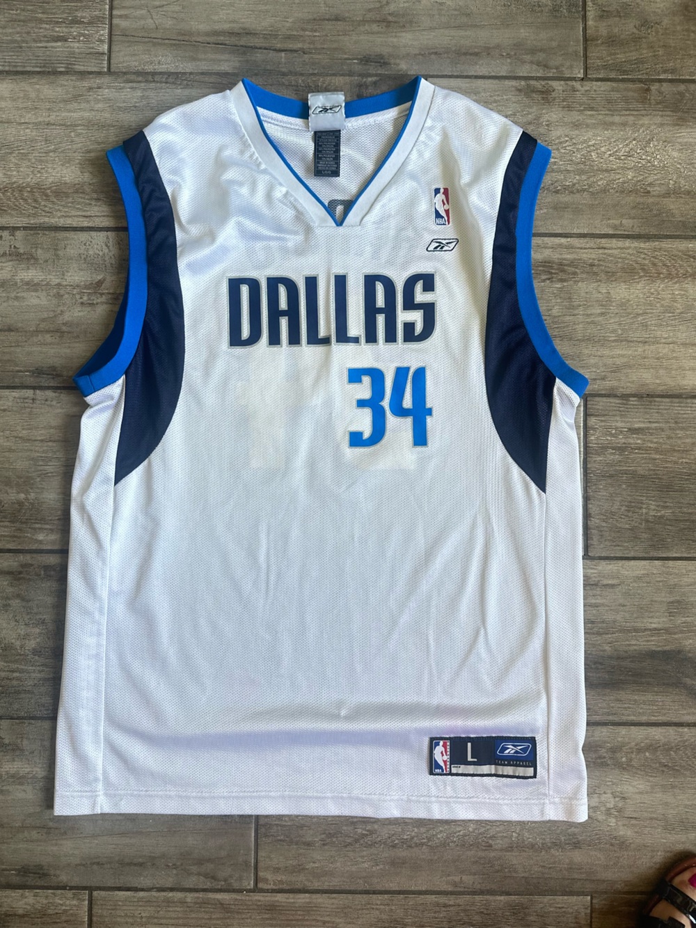 Reebok White & Blue Dantilus Basketball Jersey #34